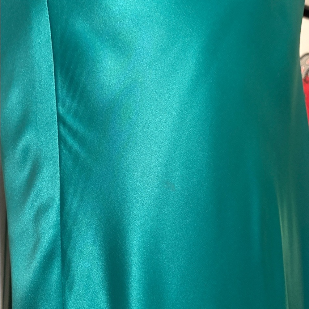 Y2K cache Teal Satin Halter Dress - Picture 5 of 5